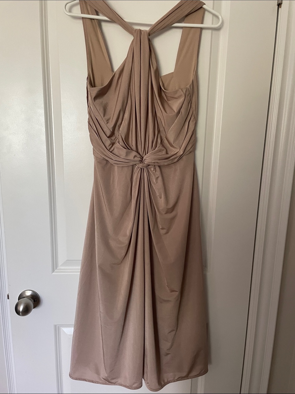 Monsoon Taupe Twist-Front Midi Dress